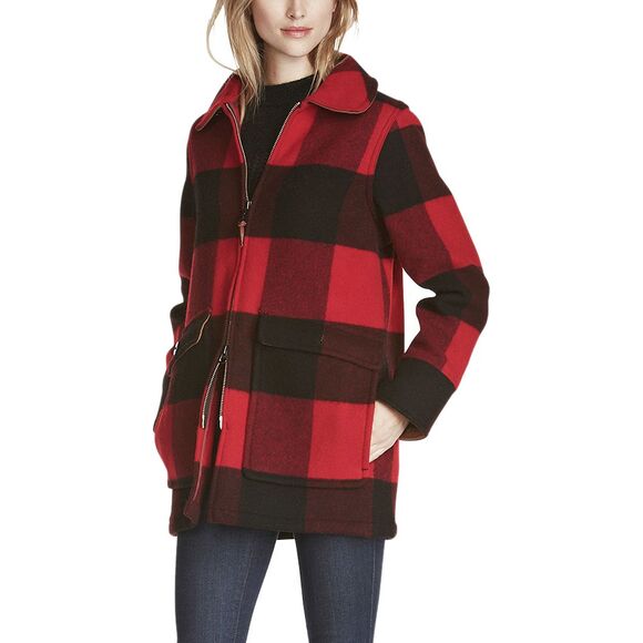 Woolrich Blue Wool Buffalo Plaid Fall Winter Coat Small - Picture 8 of 8